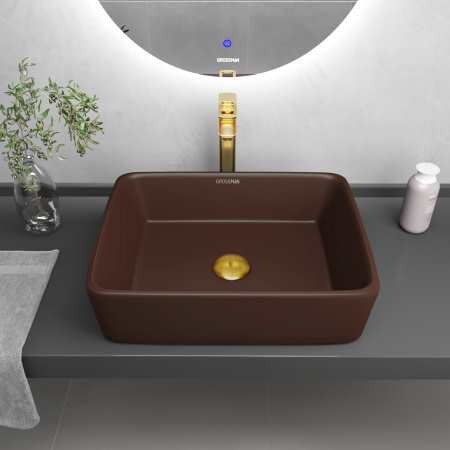 Раковина накладная (48х37) Grossman Color GR-3016BRM, коричневый